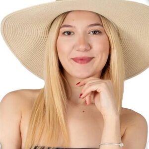 Elegant Beige Wide-Brim Hat